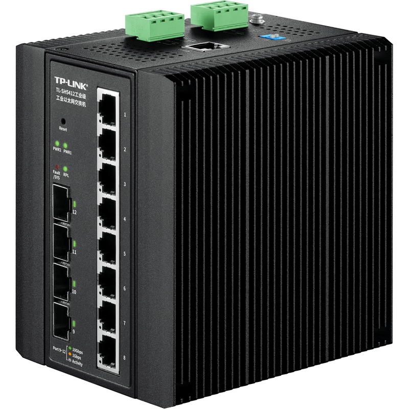 Bộ chuyển mạch công nghiệp TP-LINK TL-SH5412 10G dành cho các mạng chuyển mạch Ethernet công nghiệp Lớp 3 (Layer 3) với khả năng truyền dữ liệu nhanh